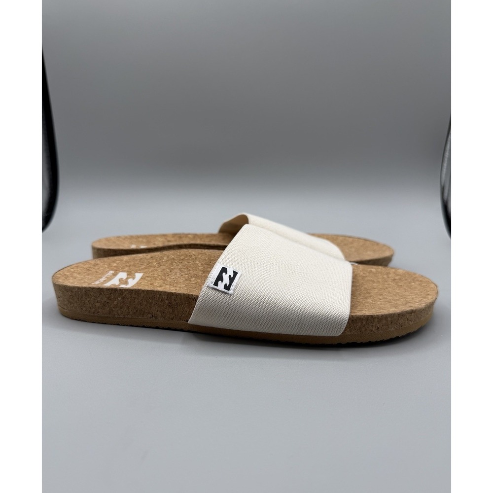 Billabong Women's Size 8 Beige Cork Sole Stretchy Slip-On Slides Sandals NEW